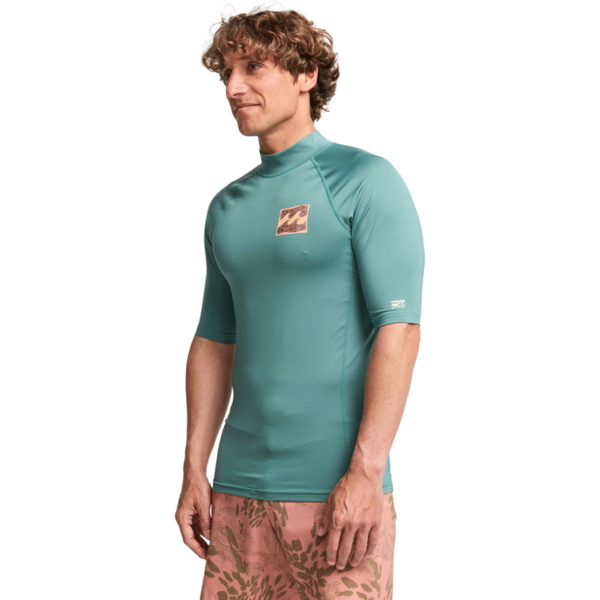 2026 Billabong Mens Re Issue Short Sleeve Rash Vest EBYWR03027 - Sea Green